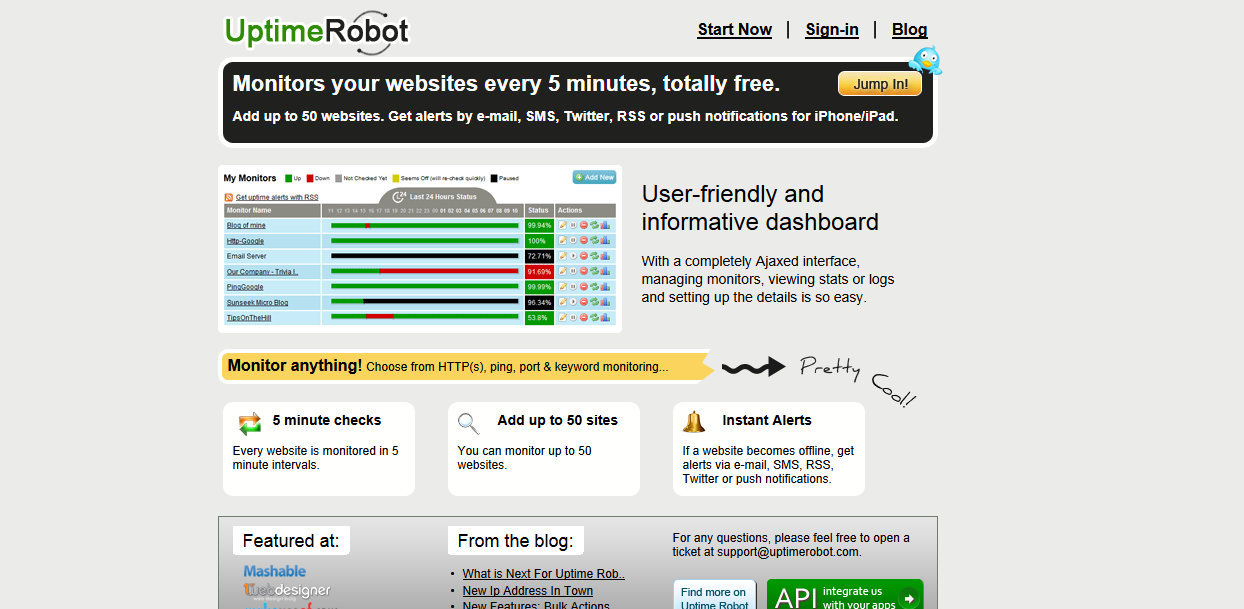 サーバーダウンをチェックし、メールで知らせてくれる無料サービス Uptime Robot